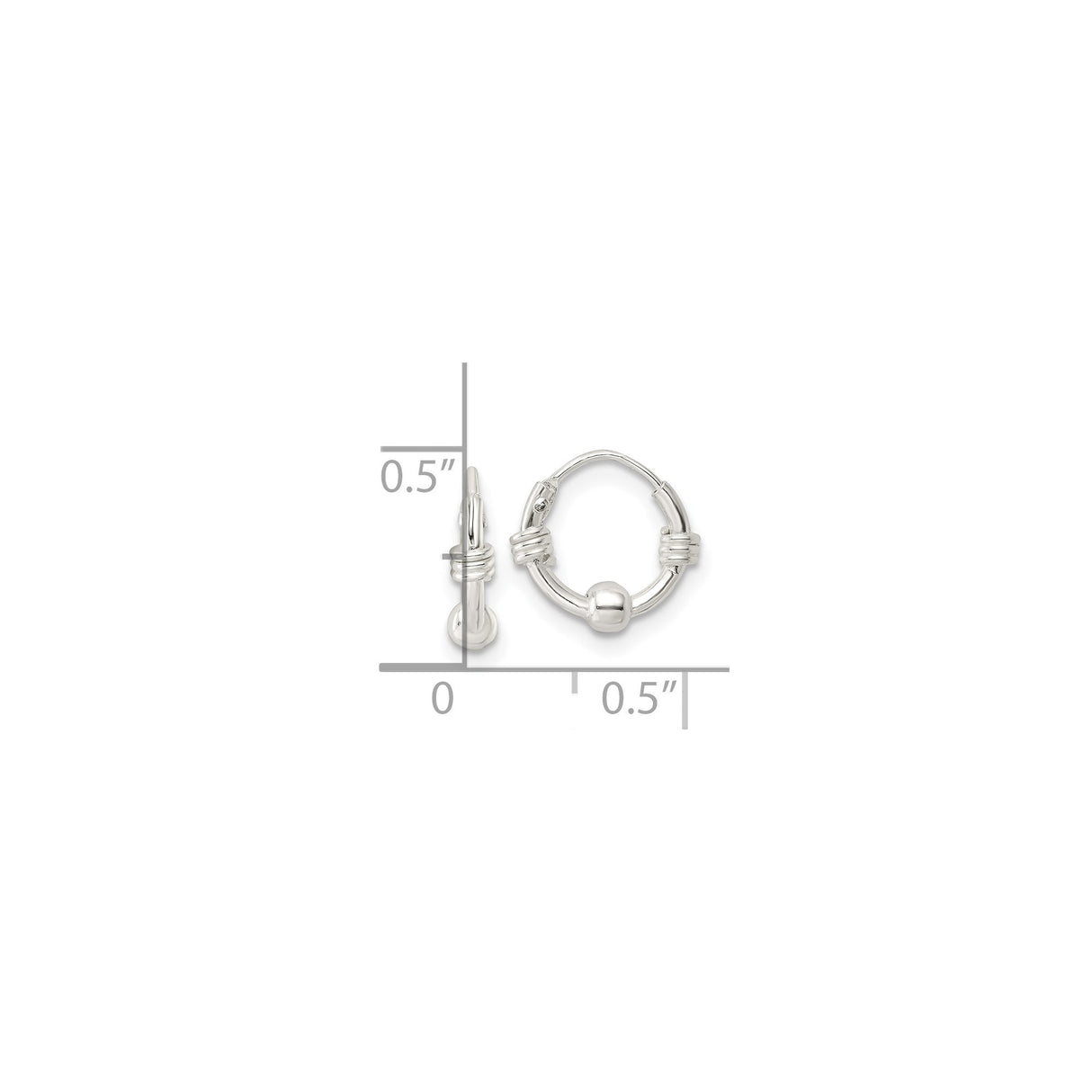 Sterling Silver Hoop Earrings with Wire Wrap and Bead Detailing, Tribal Boho Unisex Design