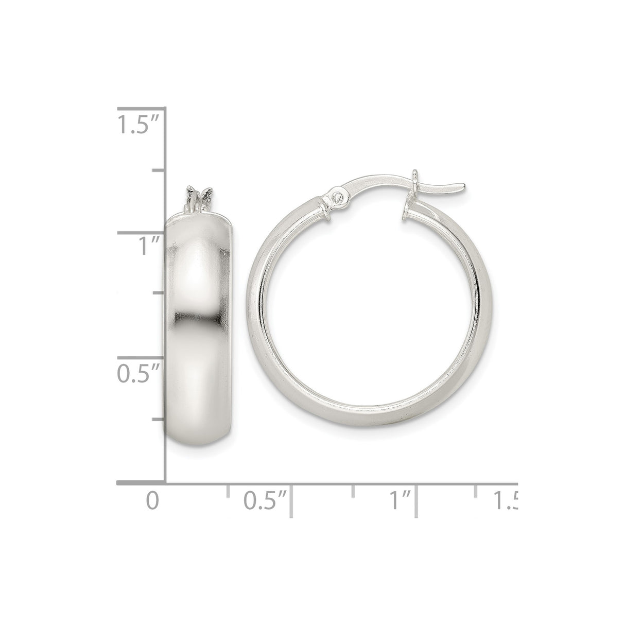 Sterling Silver Hoop Earrings, Polished Round Minimalist Design for Women