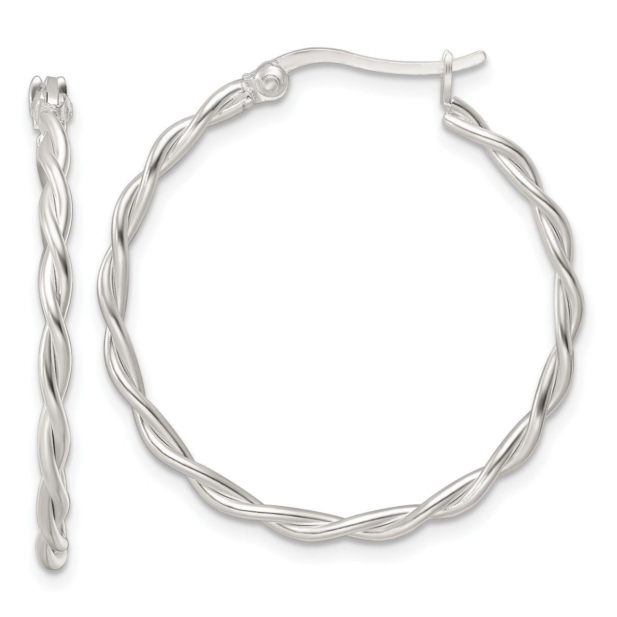 Sterling Silver Twisted Hoop Earrings with Braided Design, Symbolizing Unity and Timeless Style