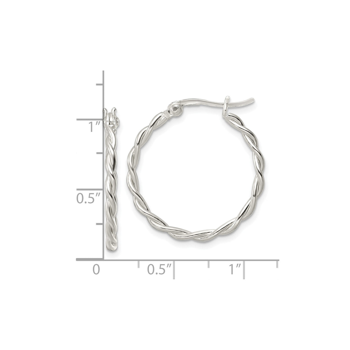 Sterling Silver Twisted Hoop Earrings with Braided Rope Design and Polished Finish