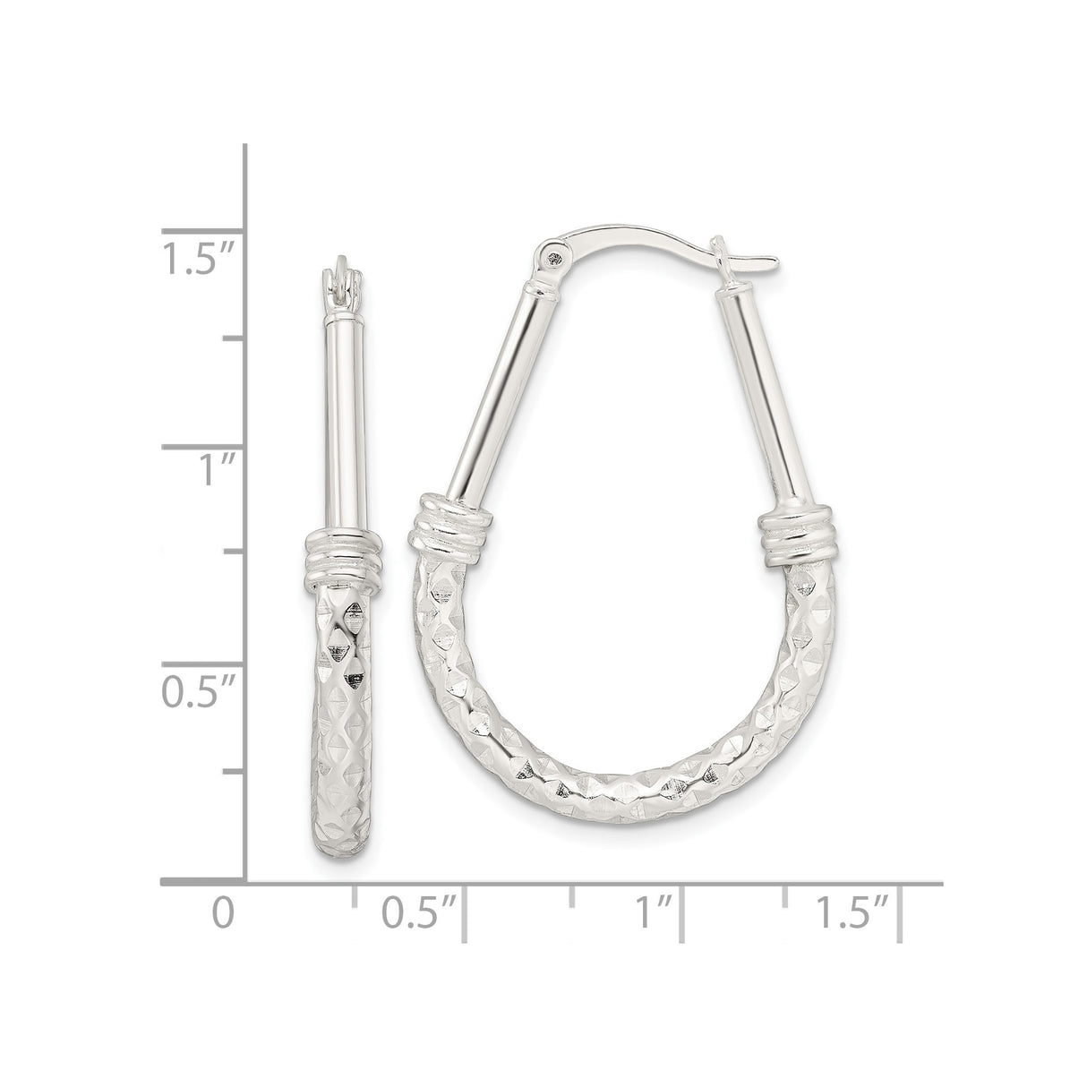 Sterling Silver Textured Hoop Earrings with Diamond Cut Finish and Twisted Rope Design