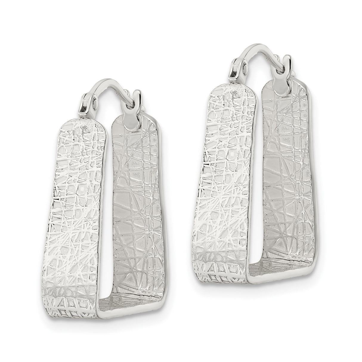 Sterling Silver Triangle Dangle Earrings with Textured Scratched Finish, Modern Minimalist Design