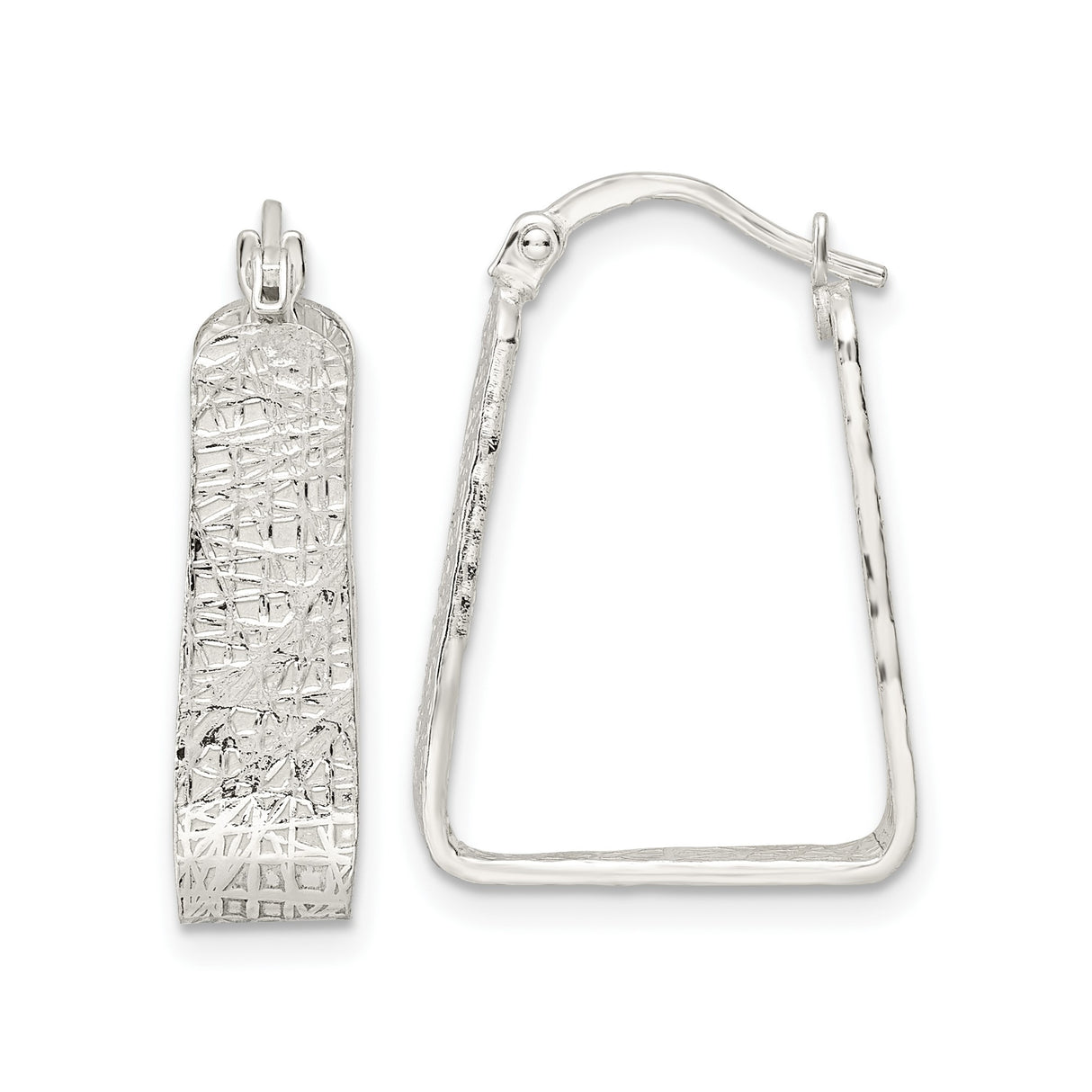 Sterling Silver Triangle Dangle Earrings with Textured Scratched Finish, Modern Minimalist Design