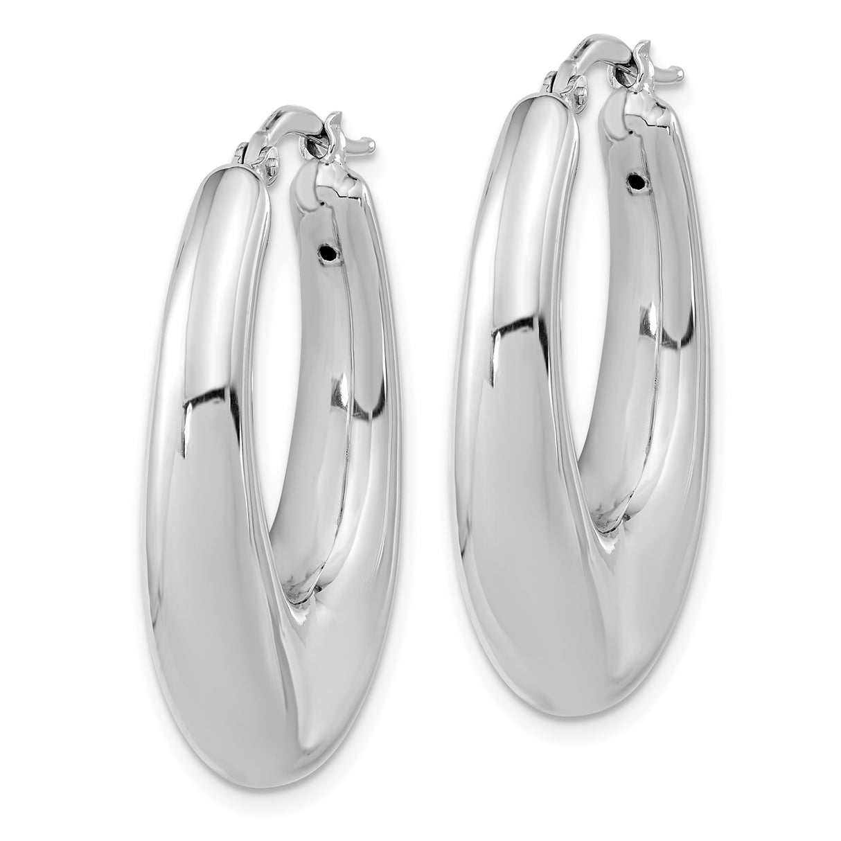 Sterling Silver Oval Hoop Earrings, Chunky Polished Modern Minimalist Design for Women