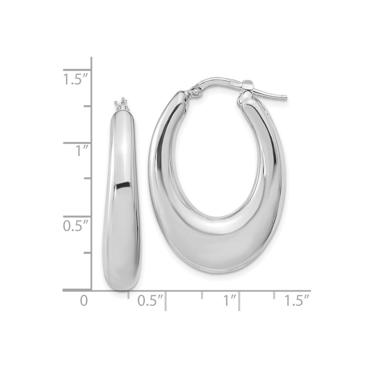 Sterling Silver Oval Hoop Earrings, Chunky Polished Modern Minimalist Design for Women