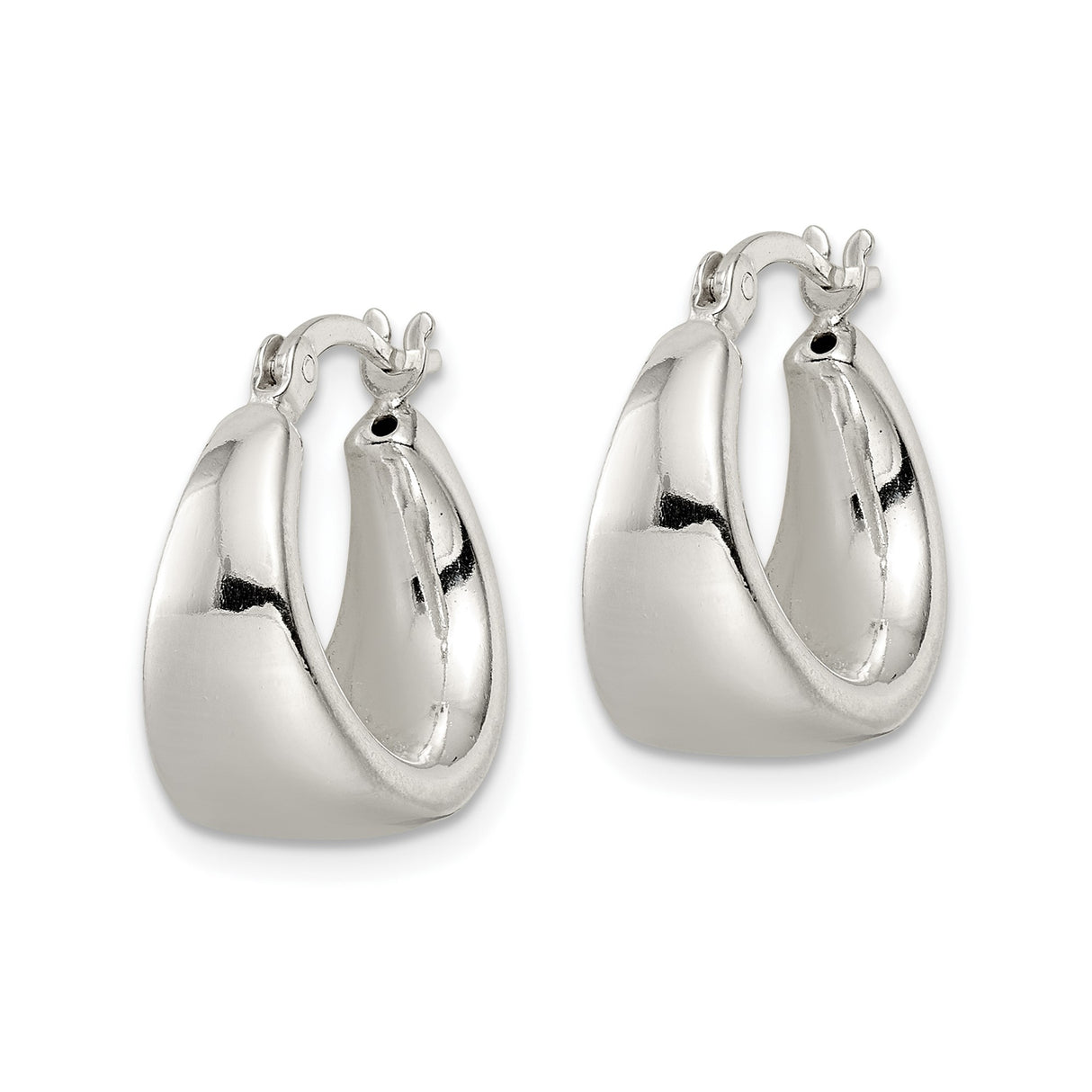 Sterling Silver Dangle Earrings with Tapered Hoops and Polished Minimalist Design