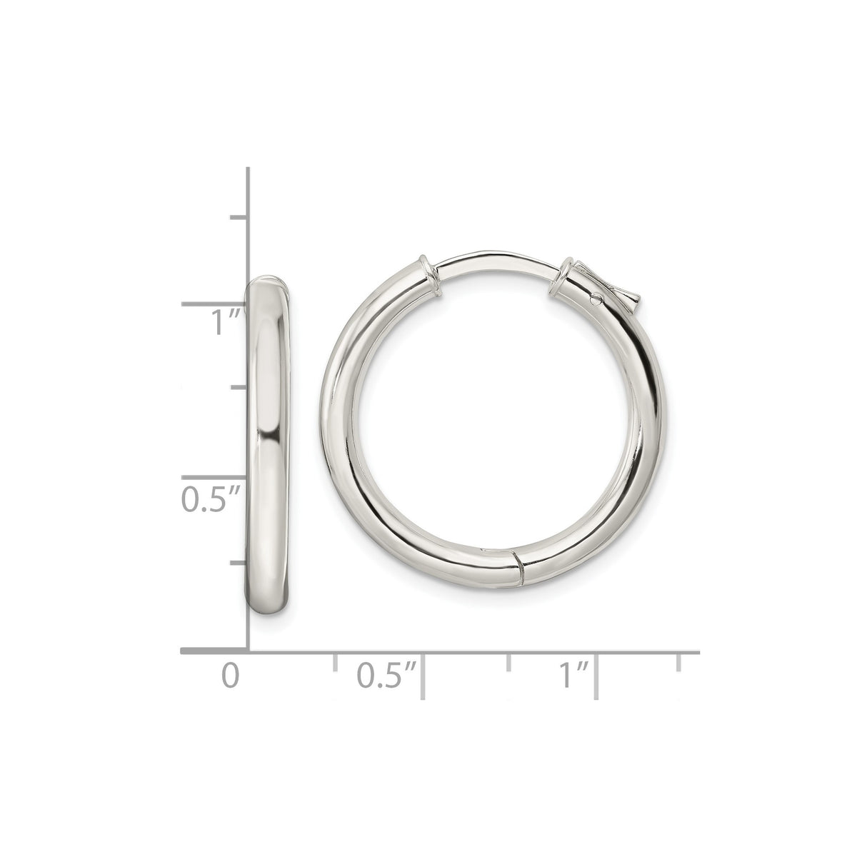 Sterling Silver Hoop Earrings, Classic Polished Round Lightweight Design, Minimalist Everyday Style