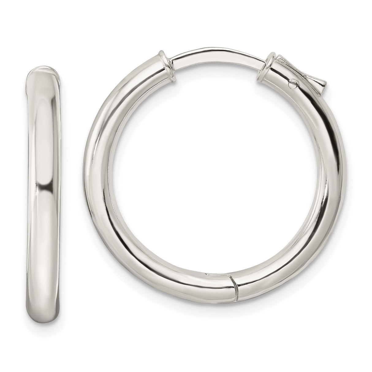 Sterling Silver Hoop Earrings, Classic Polished Round Lightweight Design, Minimalist Everyday Style