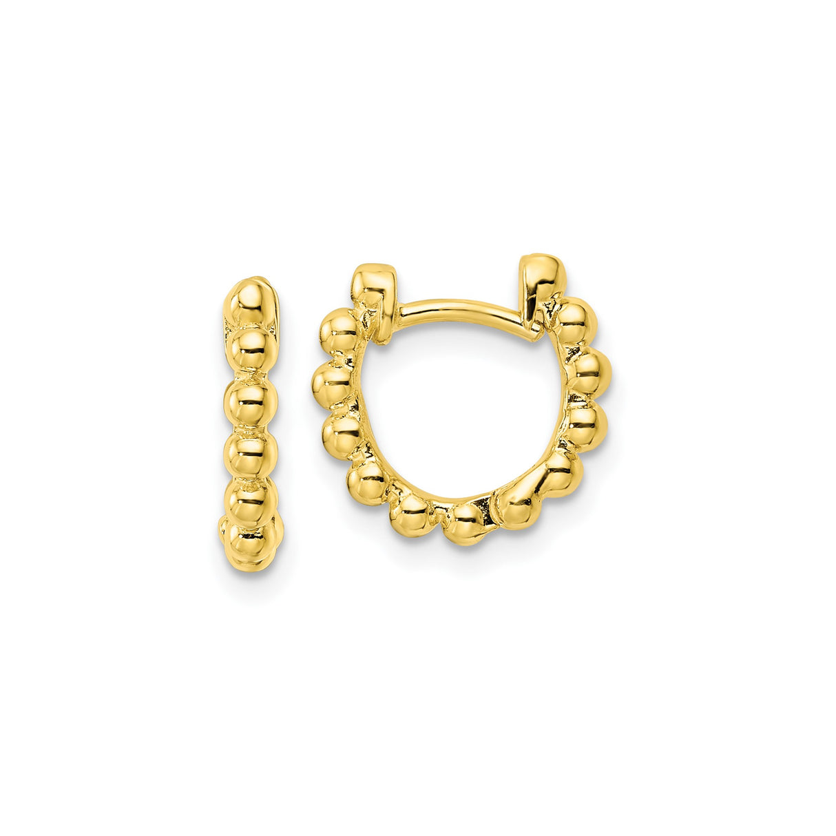 Sterling Silver Beaded Hoop Earrings with Gold Plated Accents, Lightweight Minimalist Design