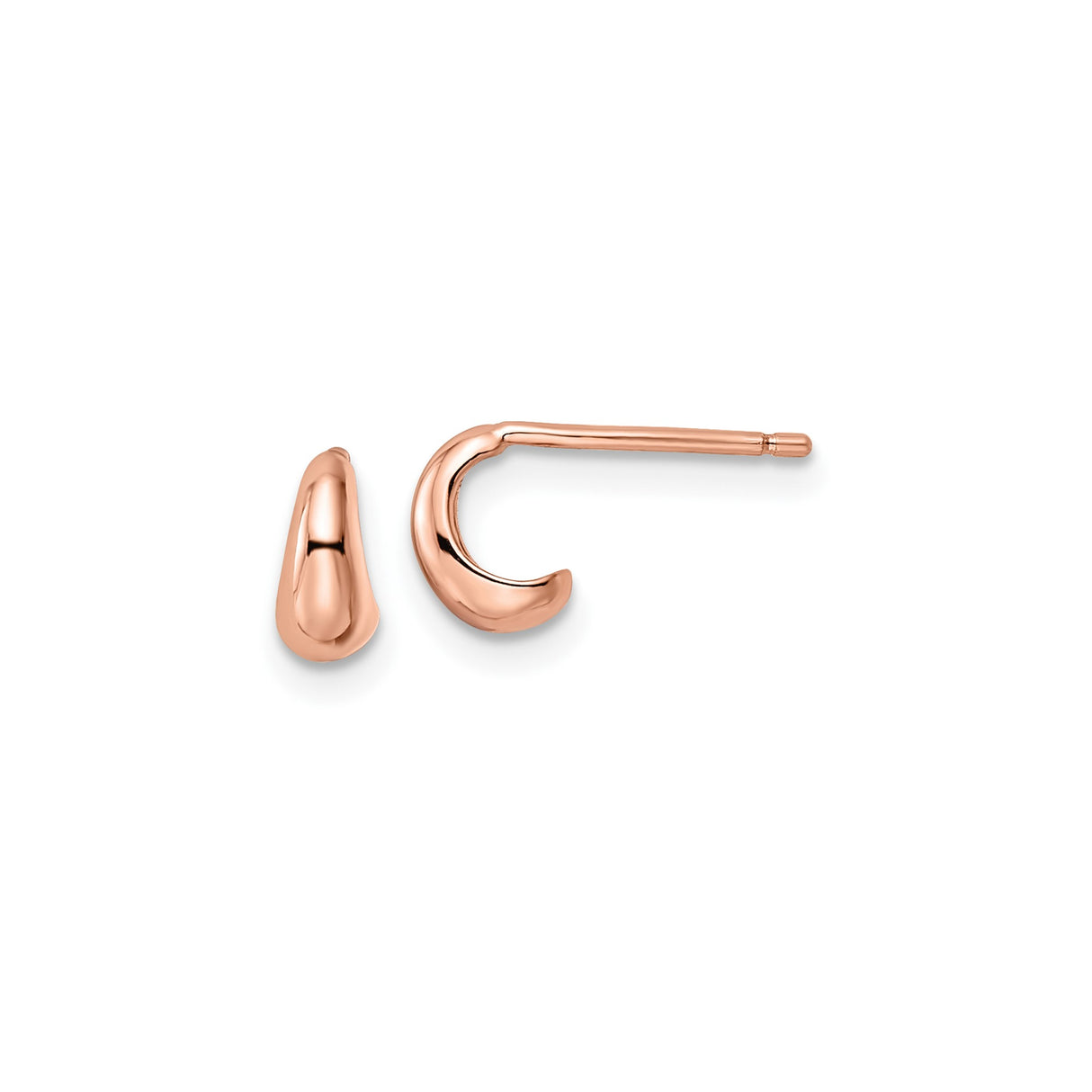 Sterling Silver Teardrop Post Earrings, Rose Gold Plated, Sleek Modern Minimalist Design for Women