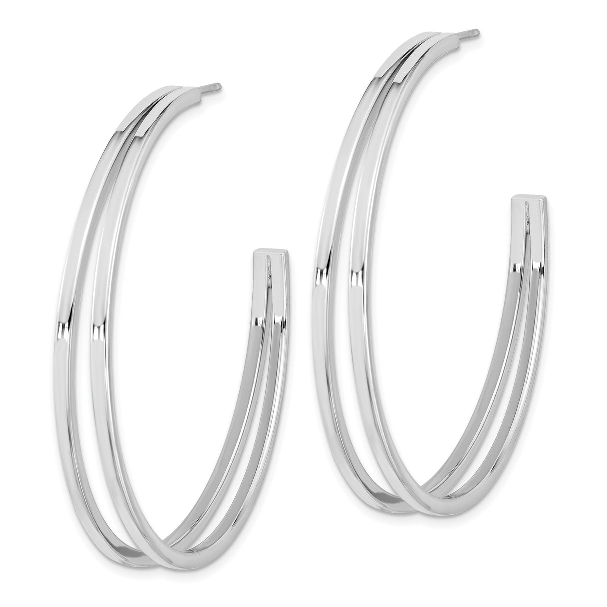 Sterling Silver Hoop Earrings, Large Lightweight Round Design with High Polish Finish