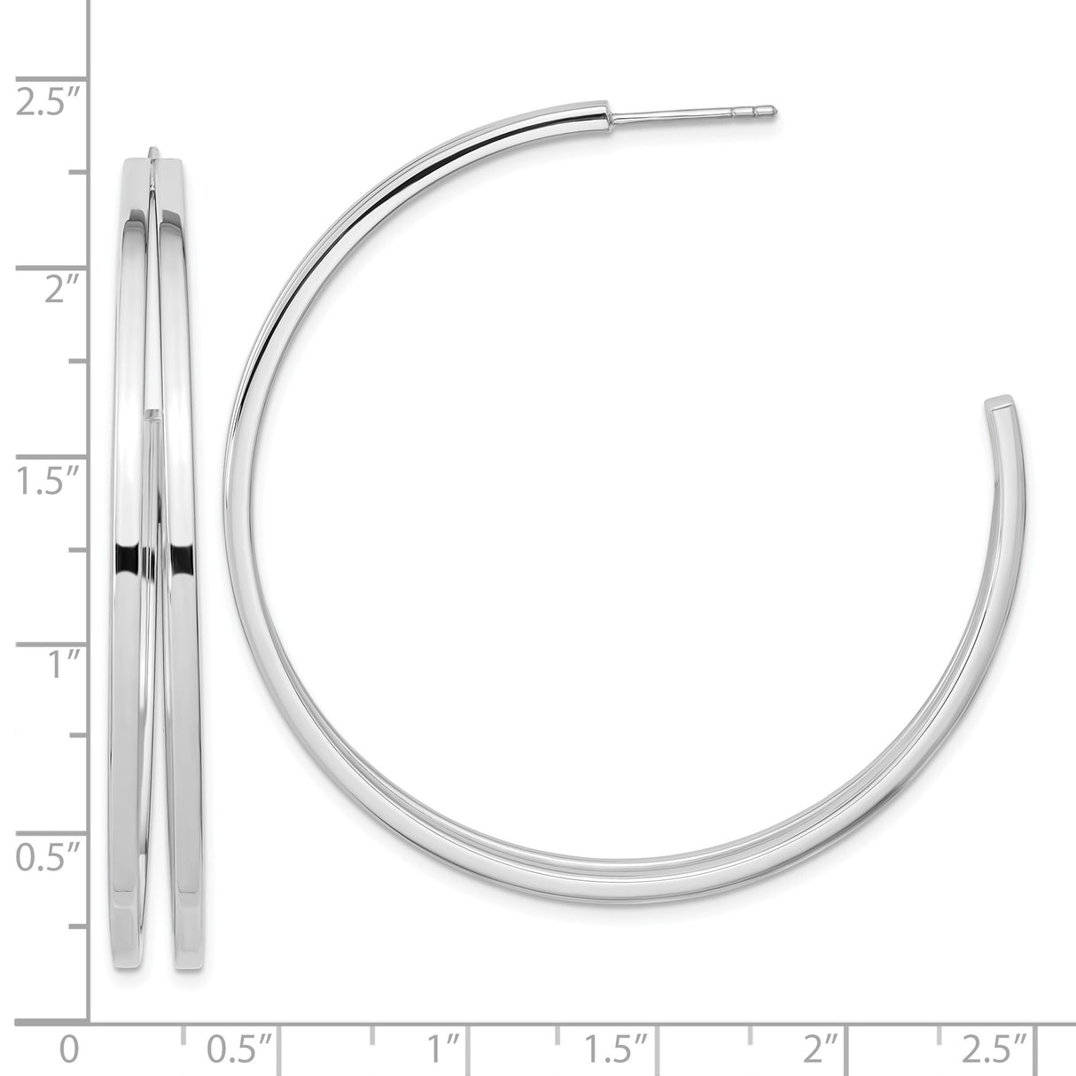 Sterling Silver Hoop Earrings, Large Lightweight Round Design with High Polish Finish