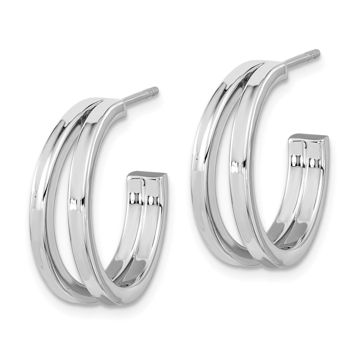 Sterling Silver Double Hoop Earrings, Polished Open Hoops with Sleek Modern Design