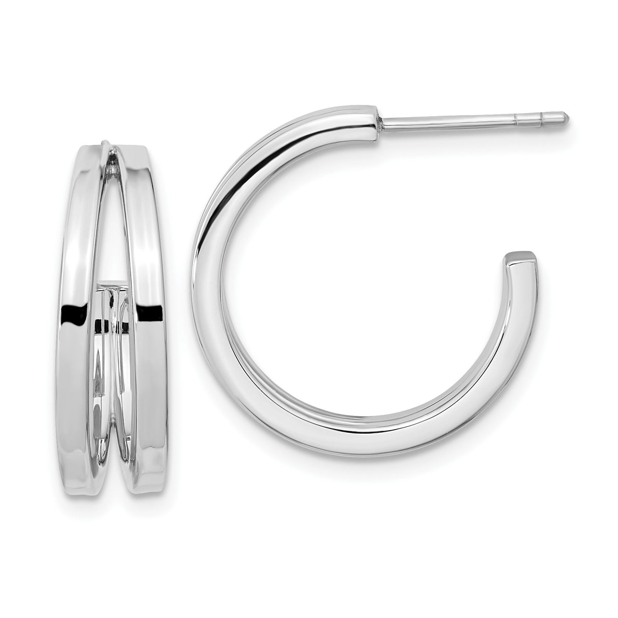 Sterling Silver Double Hoop Earrings, Polished Open Hoops with Sleek Modern Design
