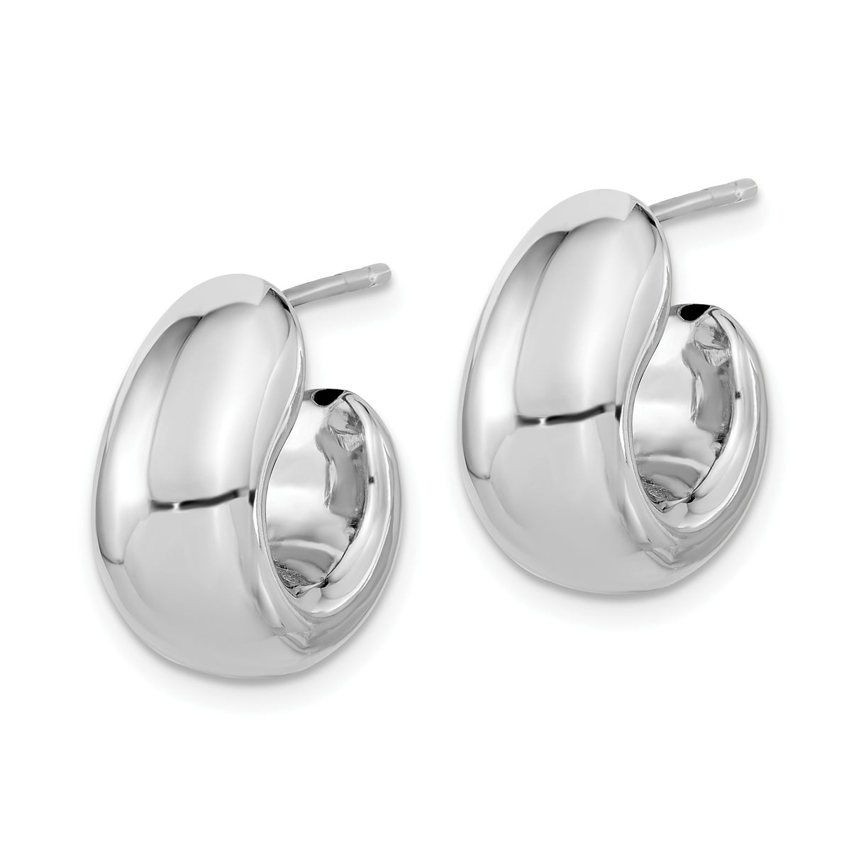 Sterling Silver Chunky Hoop Earrings, Bold Curved Design with High-Polish Finish for Women