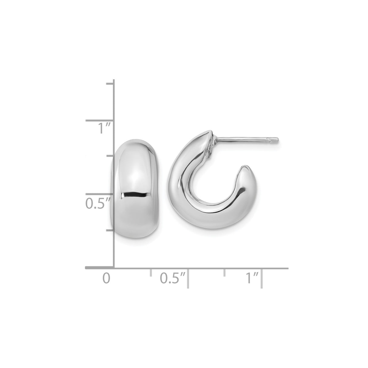 Sterling Silver Chunky Hoop Earrings, Bold Curved Design with High-Polish Finish for Women