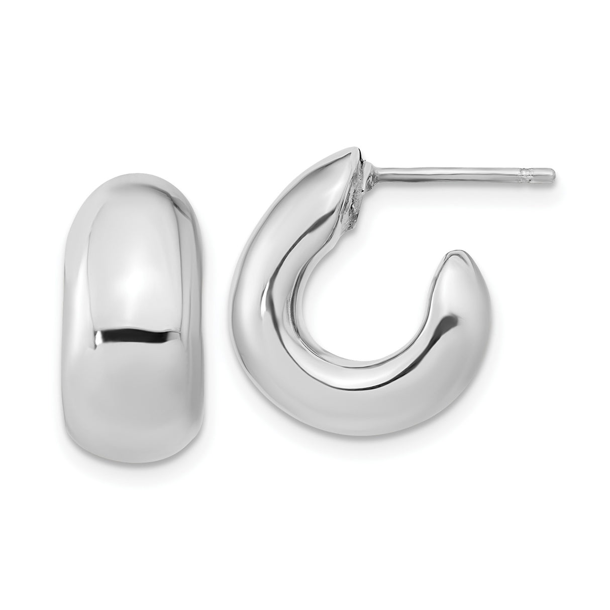 Sterling Silver Chunky Hoop Earrings, Bold Curved Design with High-Polish Finish for Women