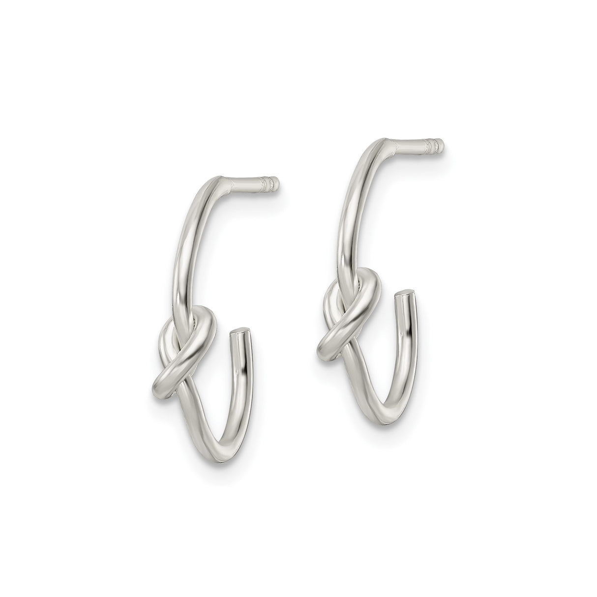 Sterling Silver Hoop Earrings with Love Knot Design, Minimalist Symbol of Unity for Women