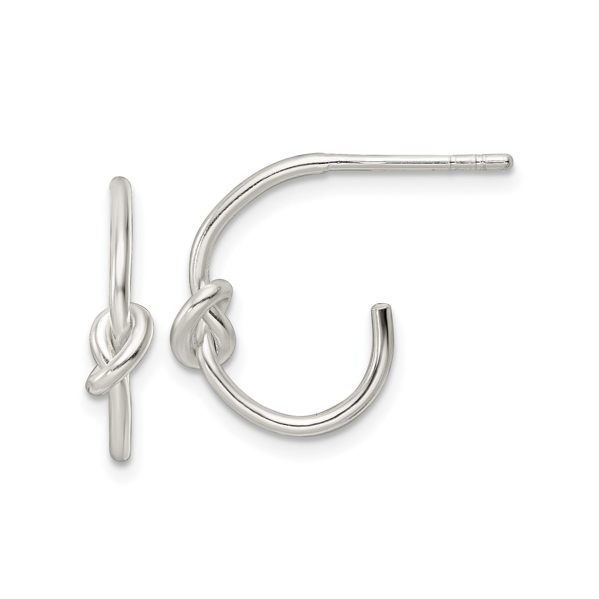 Sterling Silver Hoop Earrings with Love Knot Design, Minimalist Symbol of Unity for Women
