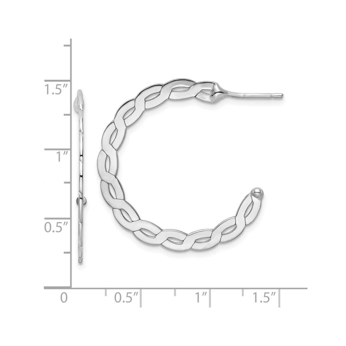 Sterling Silver Hoop Earrings with Open Link Chain Design, Lightweight Polished Finish