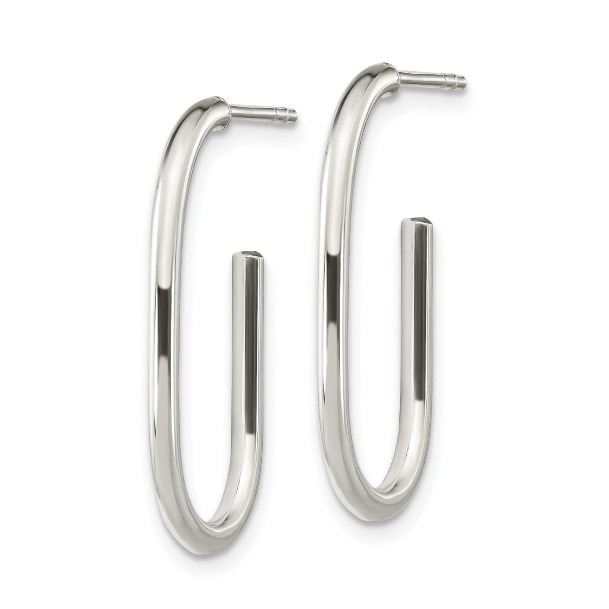 Sterling Silver Hoop Earrings, U-Shaped Minimalist Design with Polished Finish