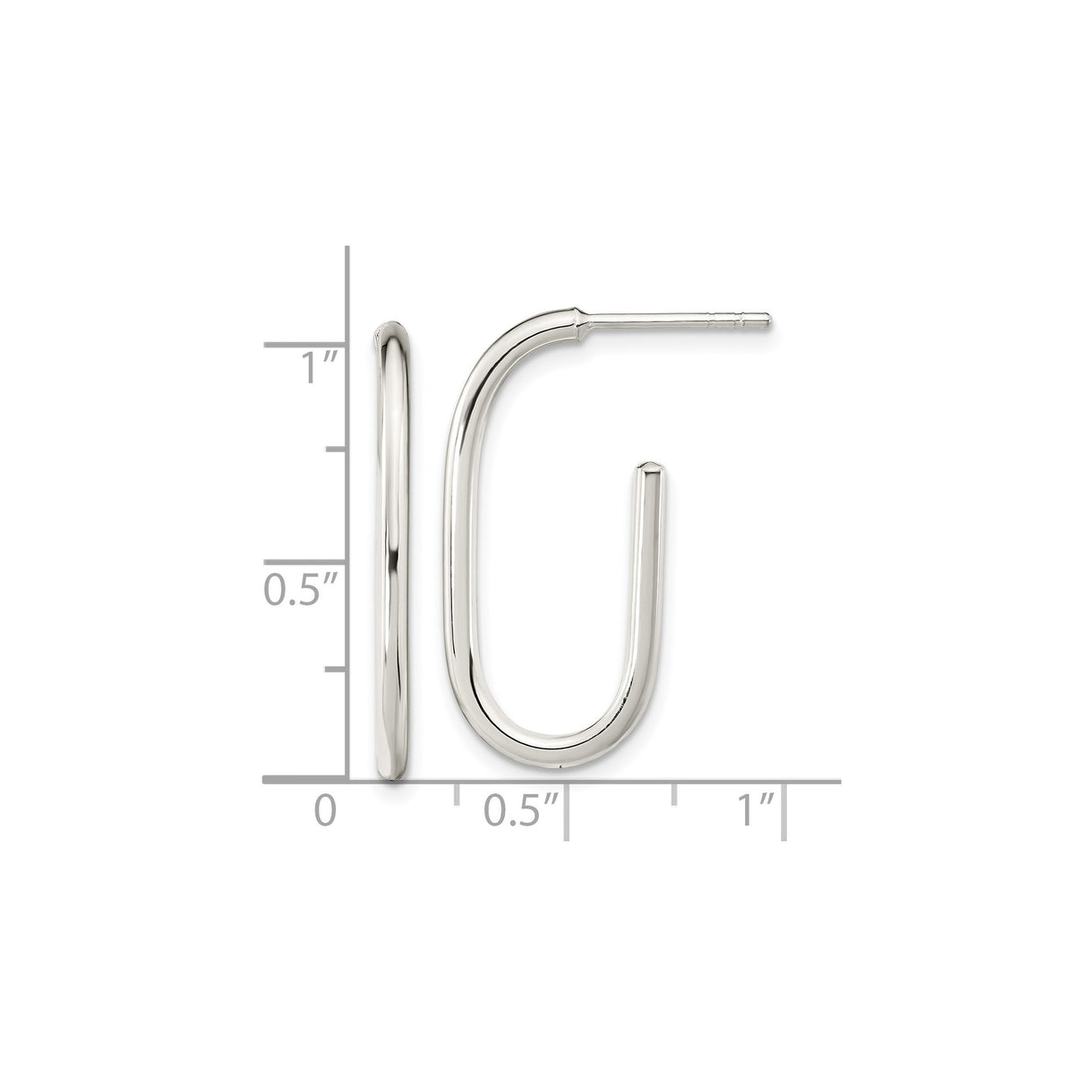 Sterling Silver Hoop Earrings, U-Shaped Minimalist Design with Polished Finish