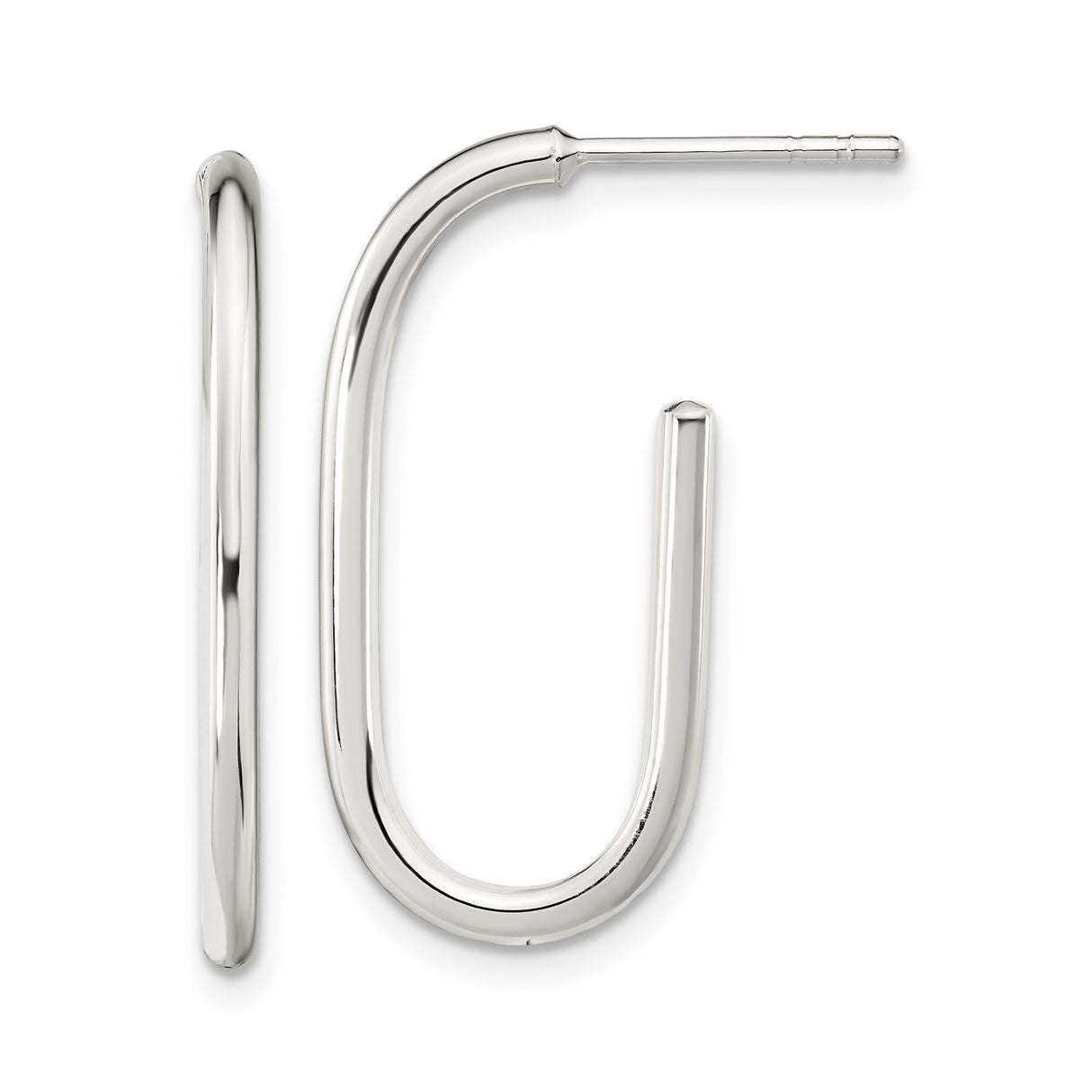 Sterling Silver Hoop Earrings, U-Shaped Minimalist Design with Polished Finish