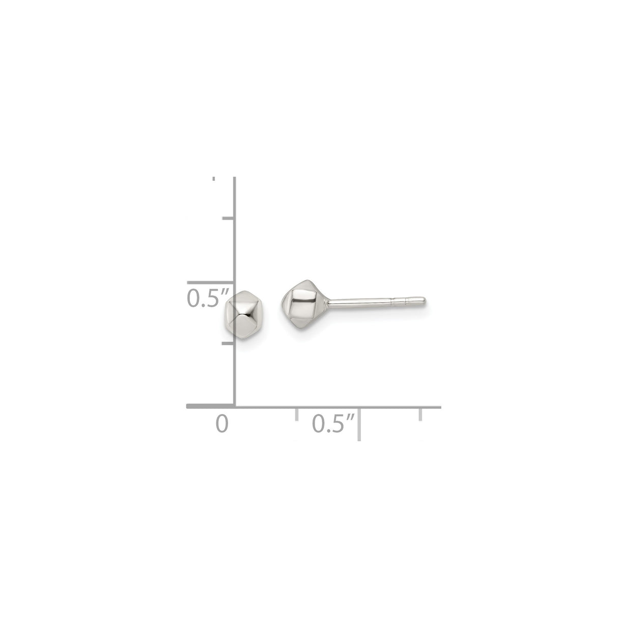 Sterling Silver Stud Earrings, Geometric Pyramid Design, Minimalist Modern Style for Women