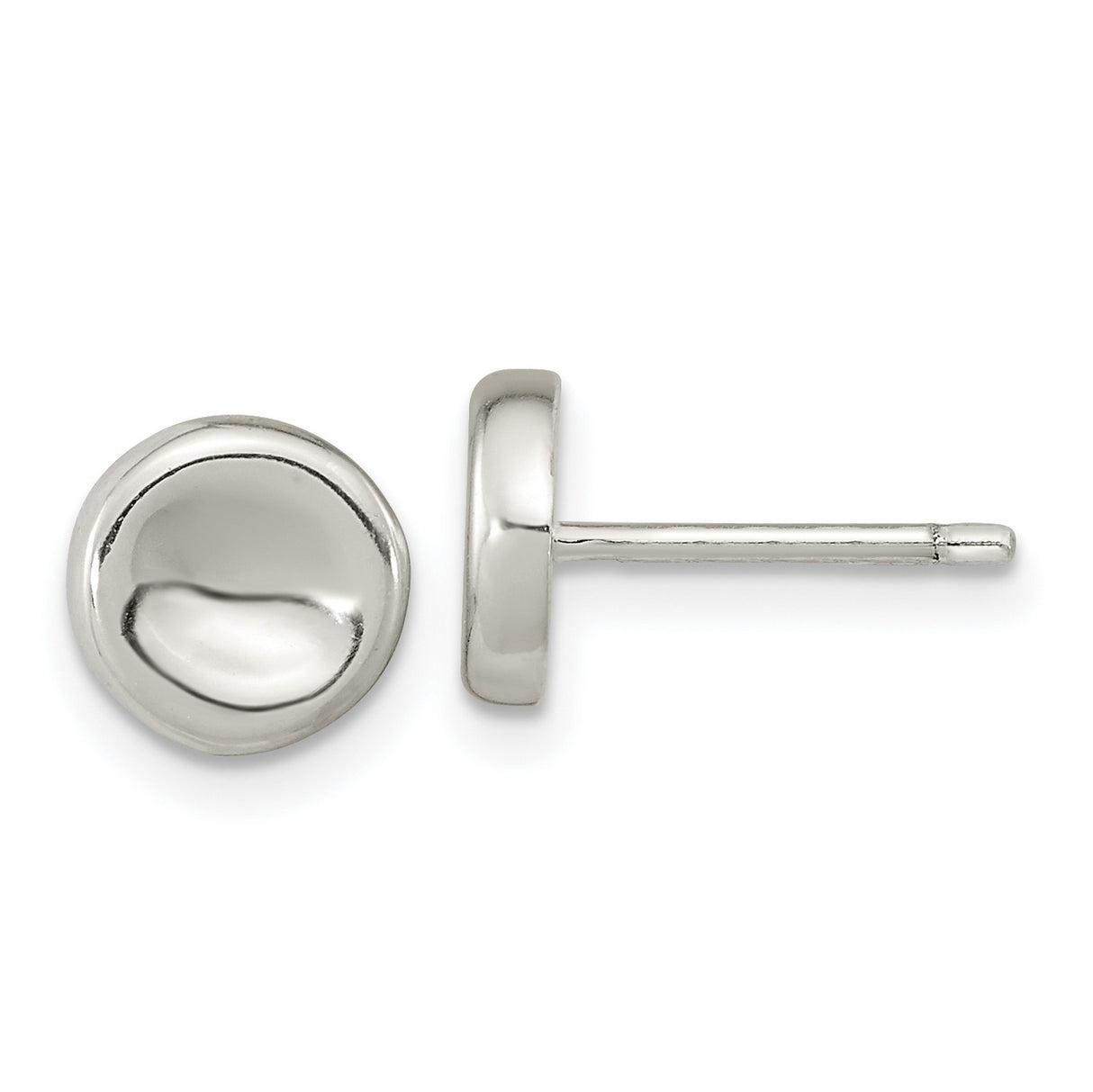 Sterling Silver Stud Earrings, Polished Dome Design, Minimalist Unisex Style