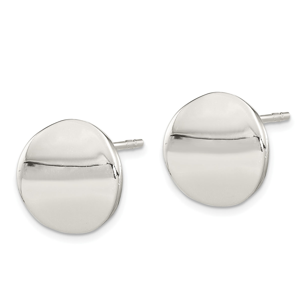 Sterling Silver Stud Earrings, Minimalist Round Disc with Polished Finish