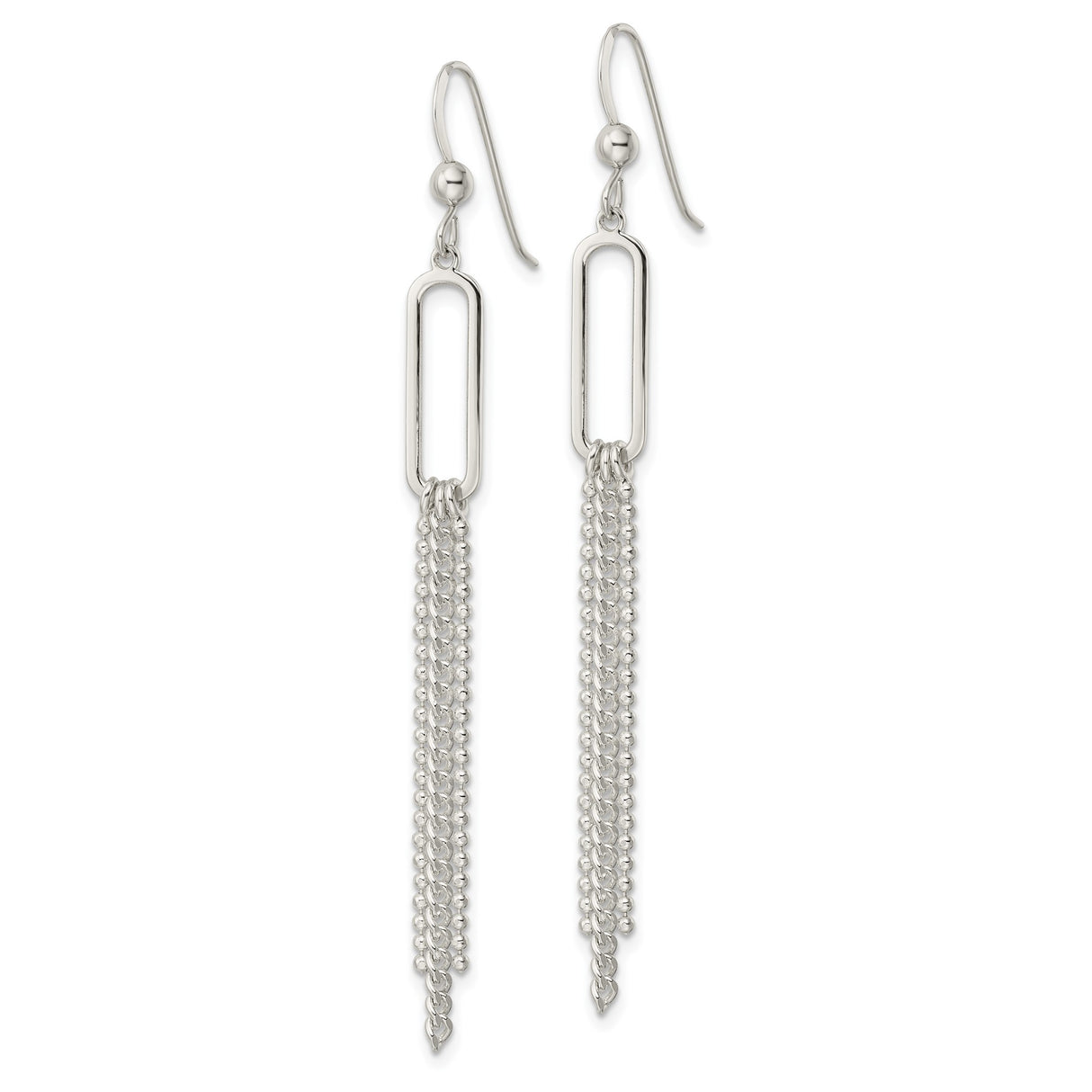 Sterling Silver Dangle Earrings with Long Linear Multi-Strand Chain Design for Women