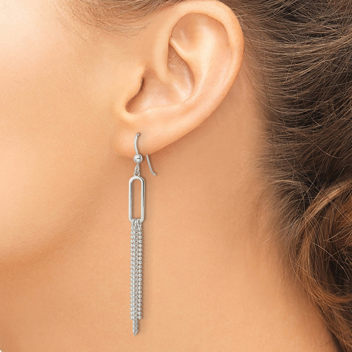 Sterling Silver Dangle Earrings with Long Linear Multi-Strand Chain Design for Women