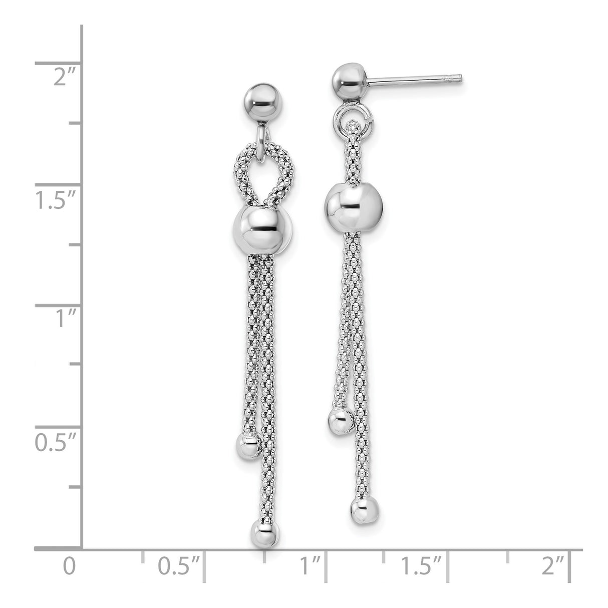 Sterling Silver Dangle Earrings with Multi-Strand Chain Tassels and Polished Bead Accents