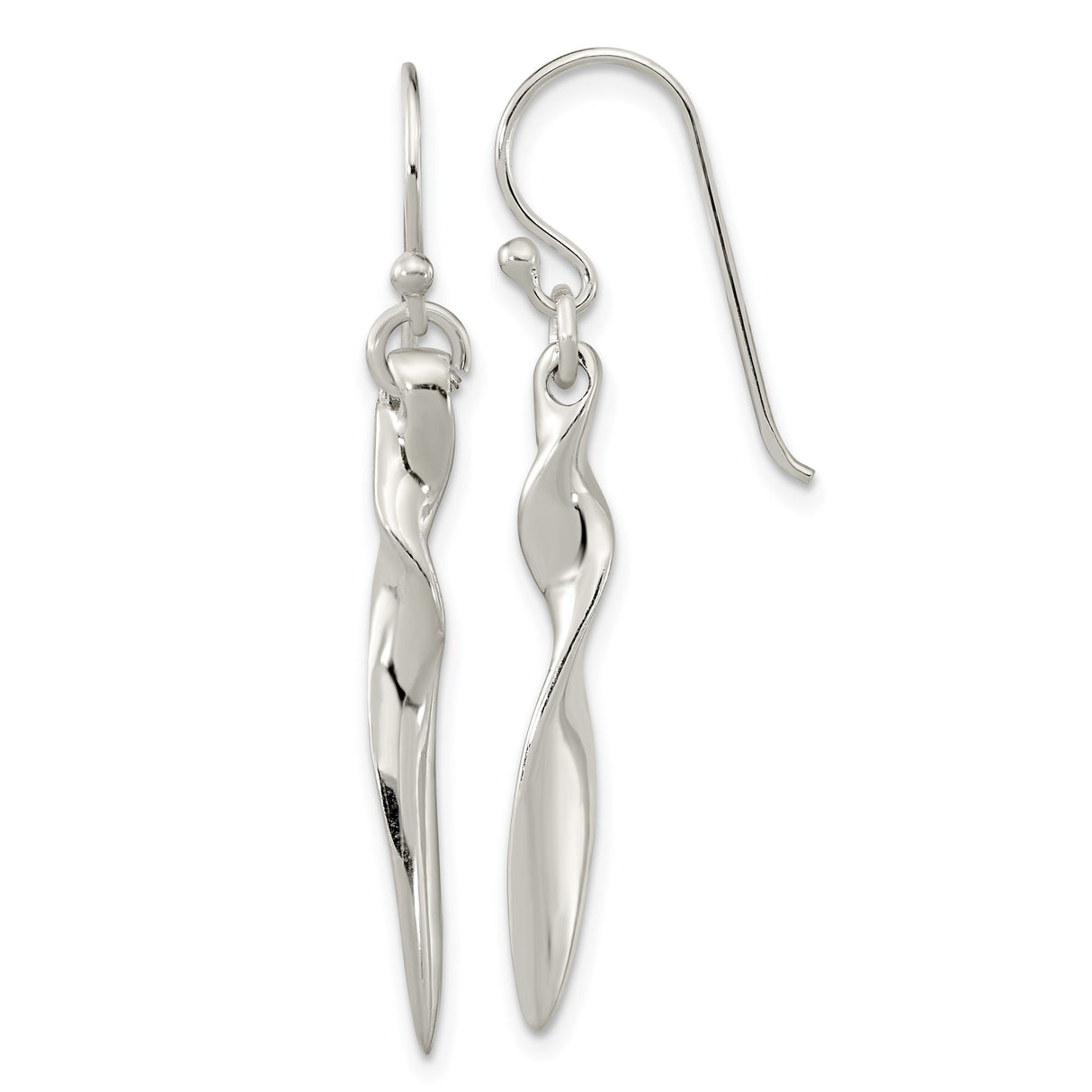 Sterling Silver Dangle Earrings with Twisted Drop Design, Minimalist Bar Style for Women