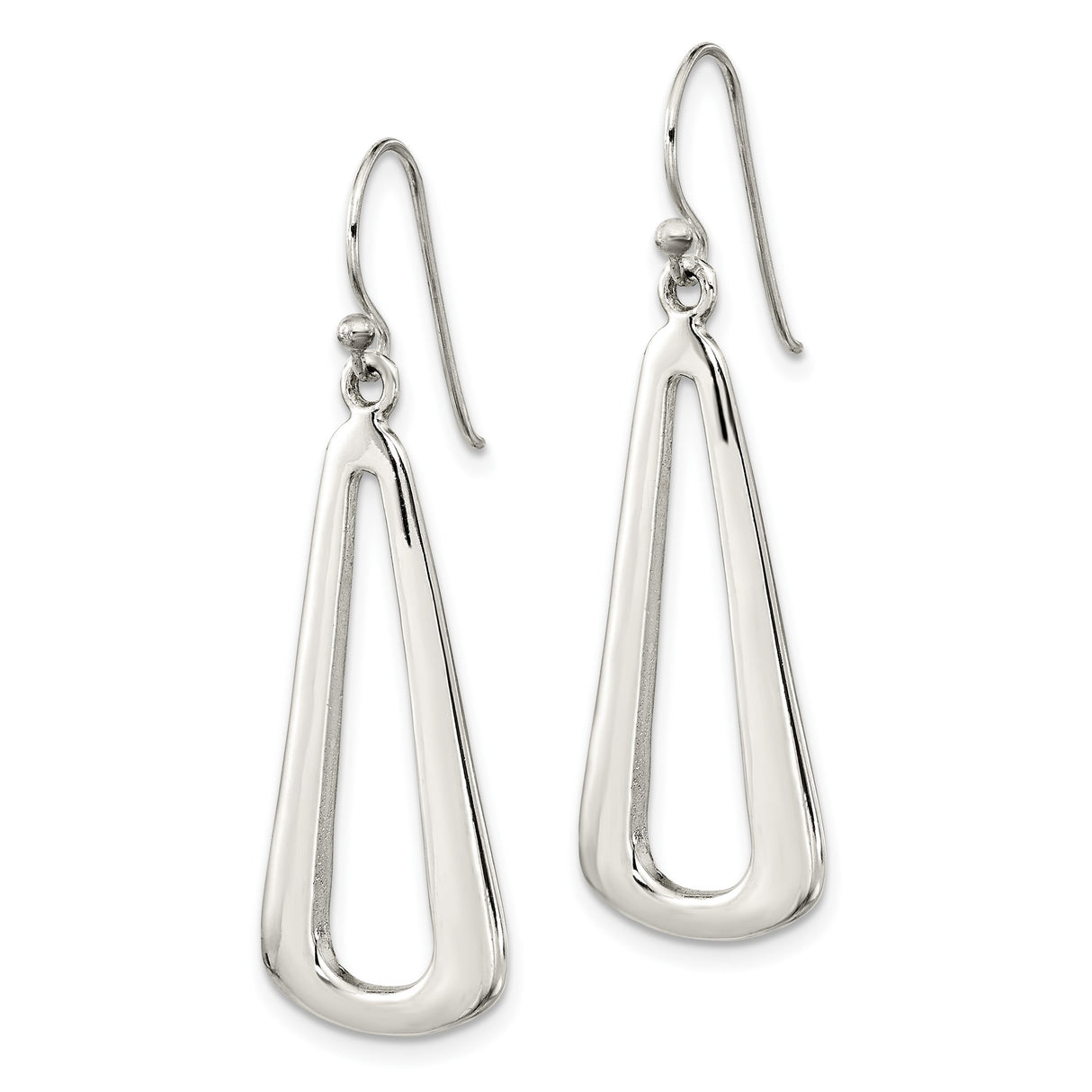 Sterling Silver Dangle Earrings with Open Teardrop Design, Lightweight Minimalist Style for Women