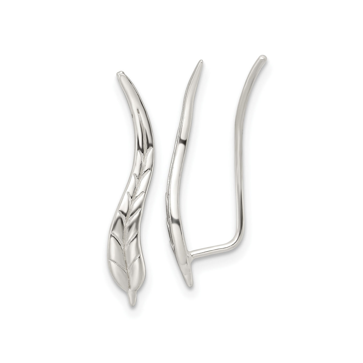 Sterling Silver Threader Earrings with Leaf Motif, Minimalist Botanical Design for Women