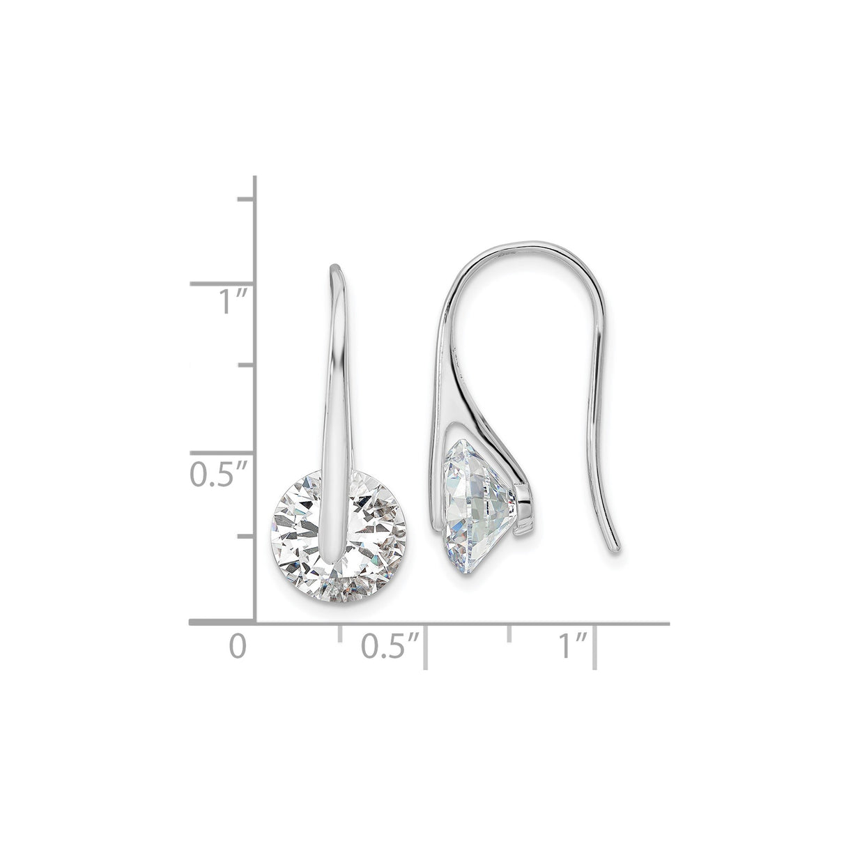 Sterling Silver Drop Earrings with Round Cut Cubic Zirconia, Minimalist Dangle Design