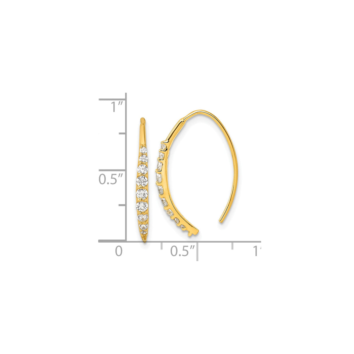 Sterling Silver Ear Climber Earrings with Graduated Round Cubic Zirconia in Curved Design