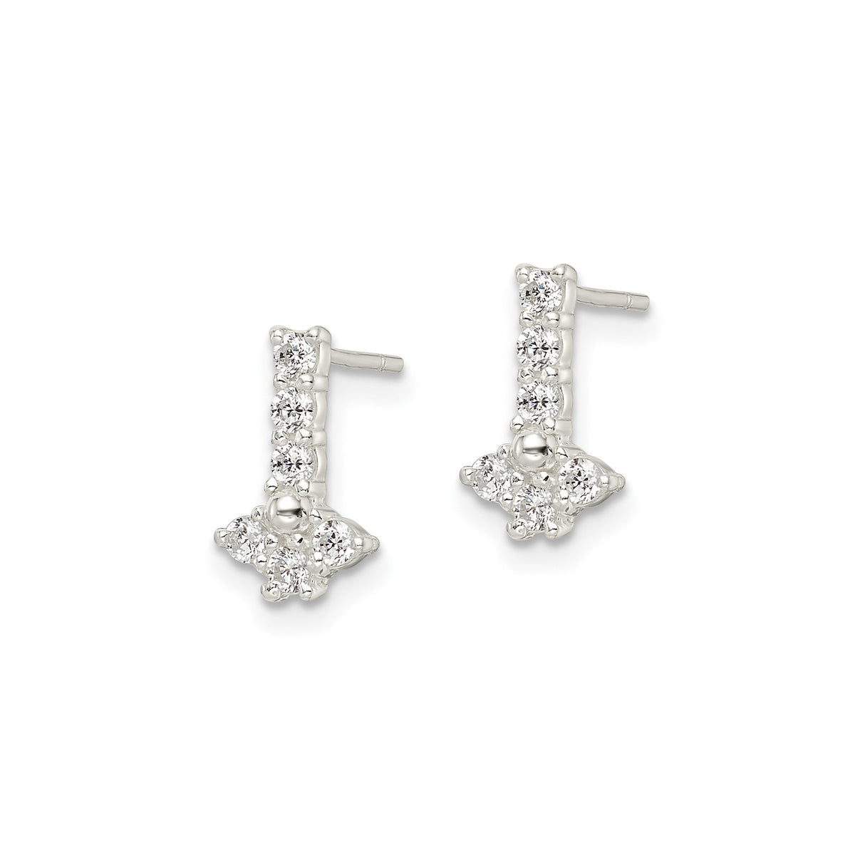 Sterling Silver Cross Earrings with Clear Cubic Zirconia, Christian Symbol Studs for Women