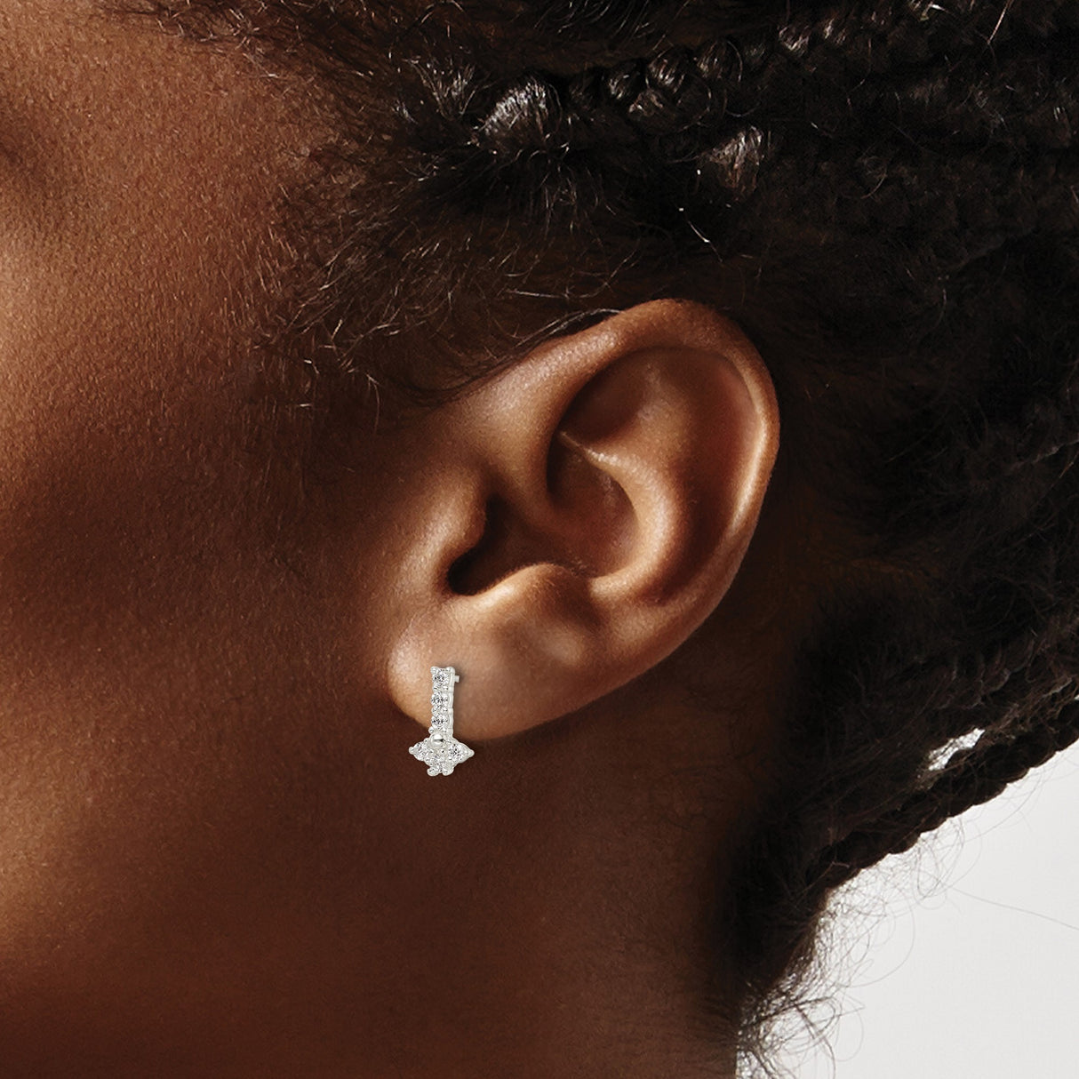 Sterling Silver Cross Earrings with Clear Cubic Zirconia, Christian Symbol Studs for Women