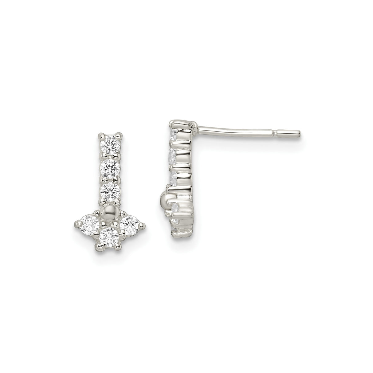 Sterling Silver Cross Earrings with Clear Cubic Zirconia, Christian Symbol Studs for Women