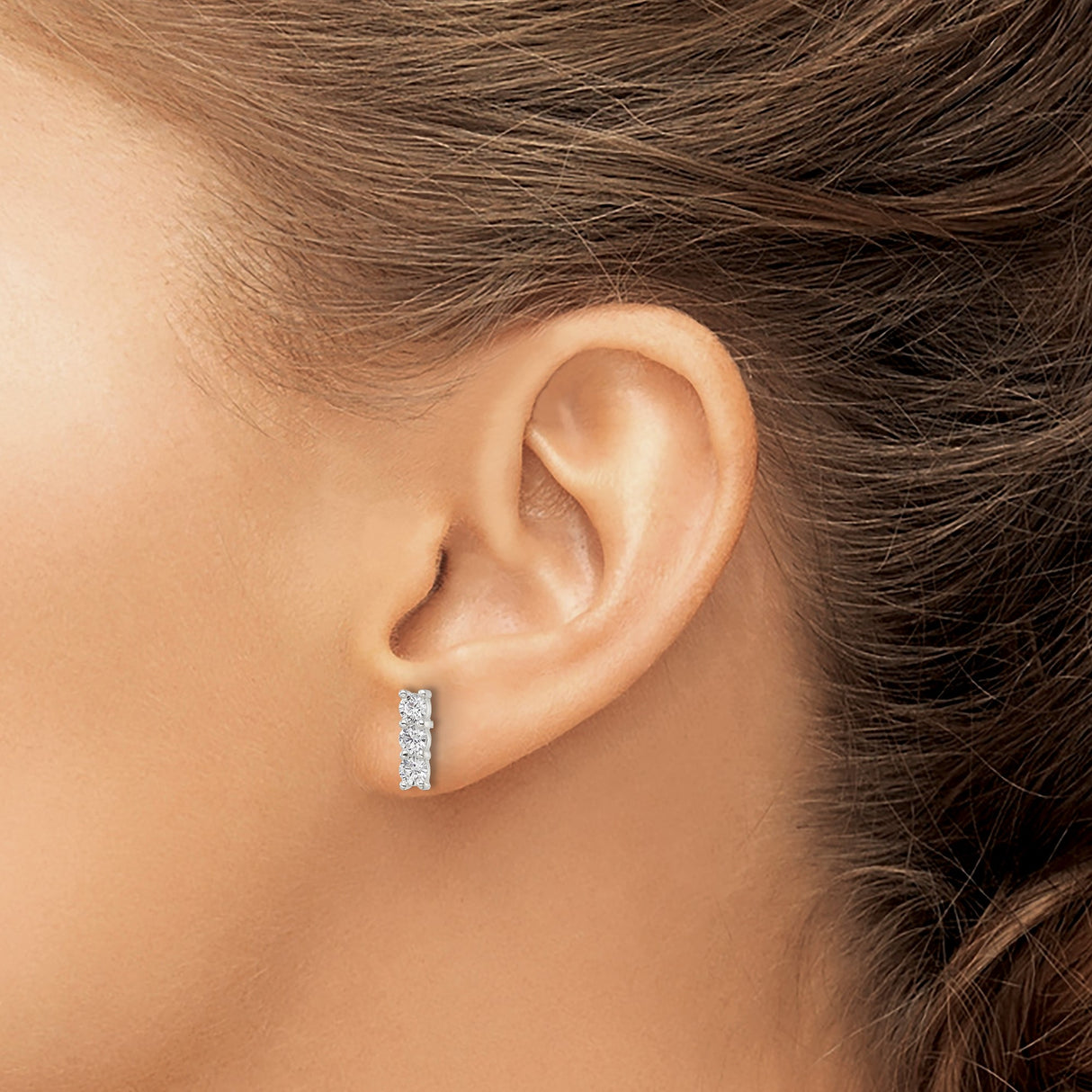 Sterling Silver Bar Stud Earrings with Cubic Zirconia, Minimalist Stackable Design for Women