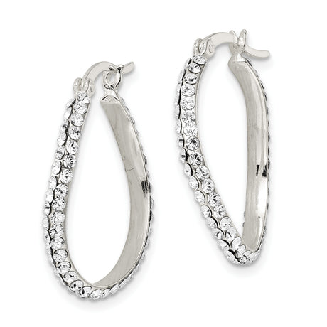 Sterling Silver Twisted Hoop Earrings with Cubic Zirconia, Crystal-Encrusted Fashion Jewelry