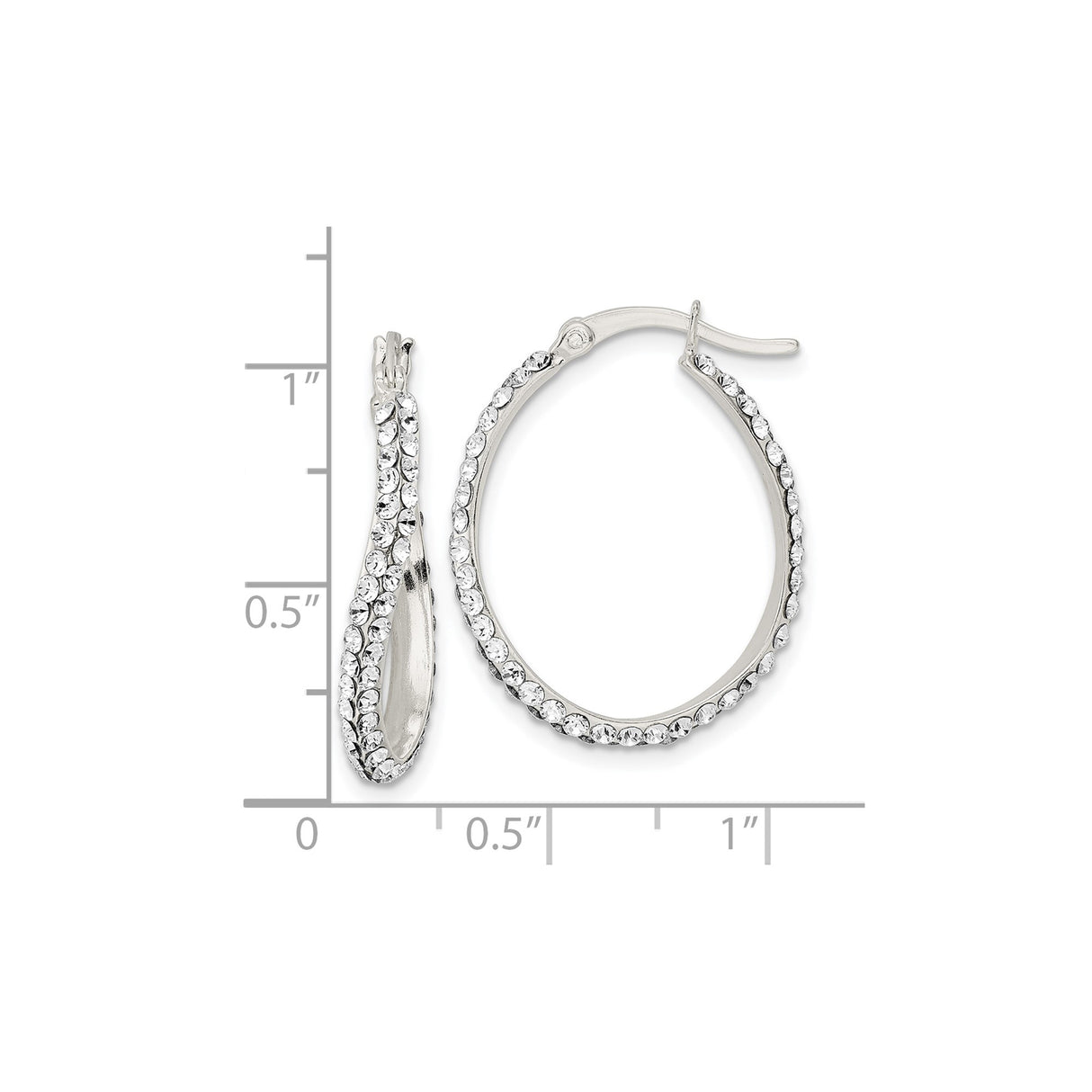 Sterling Silver Twisted Hoop Earrings with Cubic Zirconia, Crystal-Encrusted Fashion Jewelry