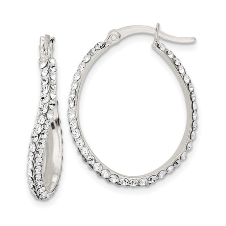 Sterling Silver Twisted Hoop Earrings with Cubic Zirconia, Crystal-Encrusted Fashion Jewelry