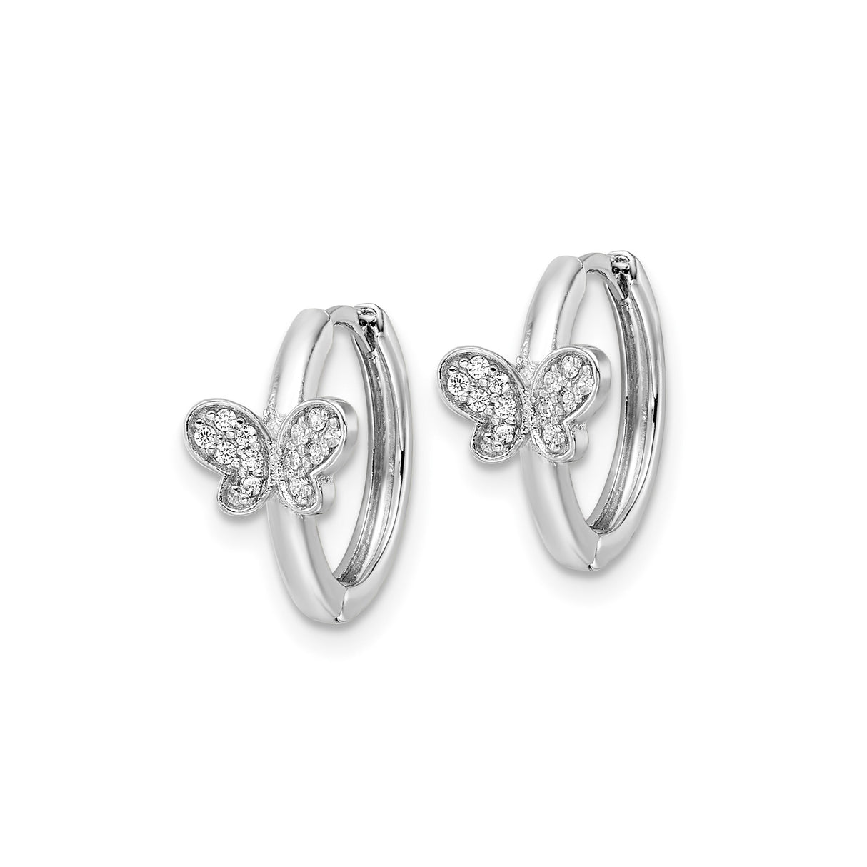 Sterling Silver Butterfly Hoop Earrings with Cubic Zirconia, Nature-Inspired Design for Women