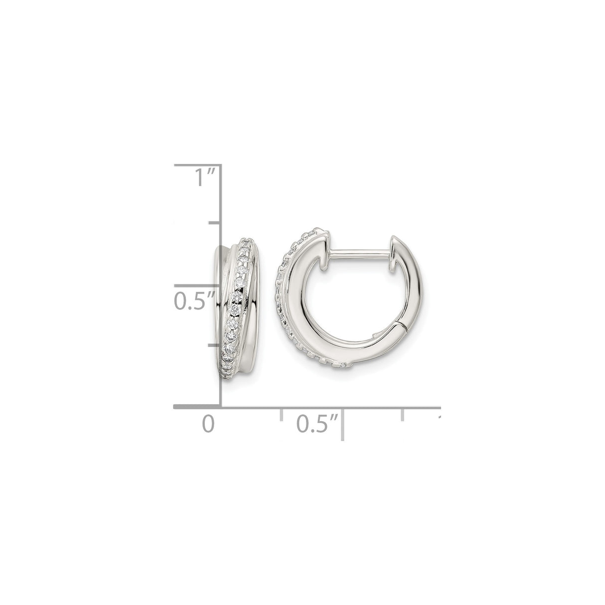 Sterling Silver Huggie Hoop Earrings with Cubic Zirconia and Crossover Design