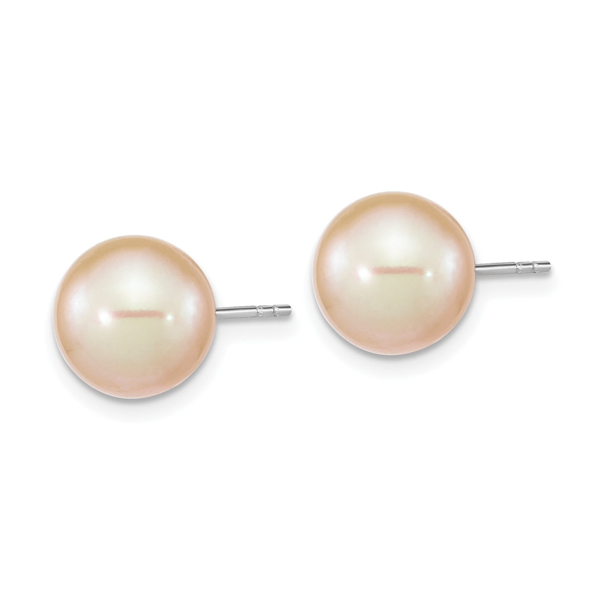 Sterling Silver Stud Earrings with Blush Pink Freshwater Cultured Pearls, Classic Round Design