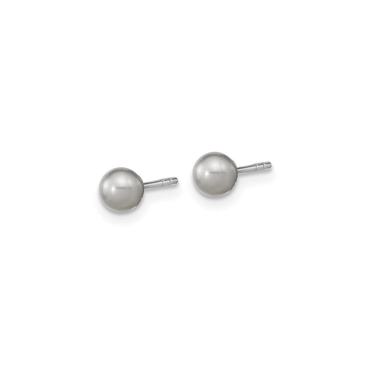 Sterling Silver Stud Earrings with Pearl, Minimalist Polished Design for Women