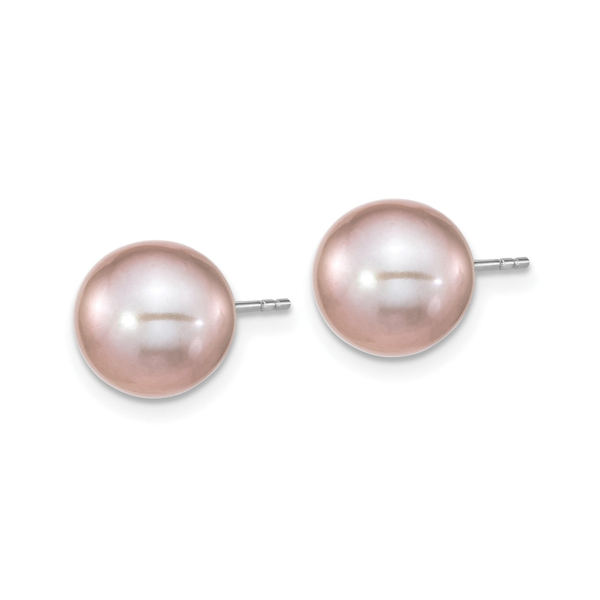 Sterling Silver Stud Earrings with Pink Freshwater Cultured Pearls, Classic Minimalist Style